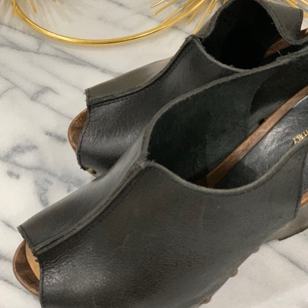 Black Leather Clogs Slingback Sandal - Picture 4 of 8